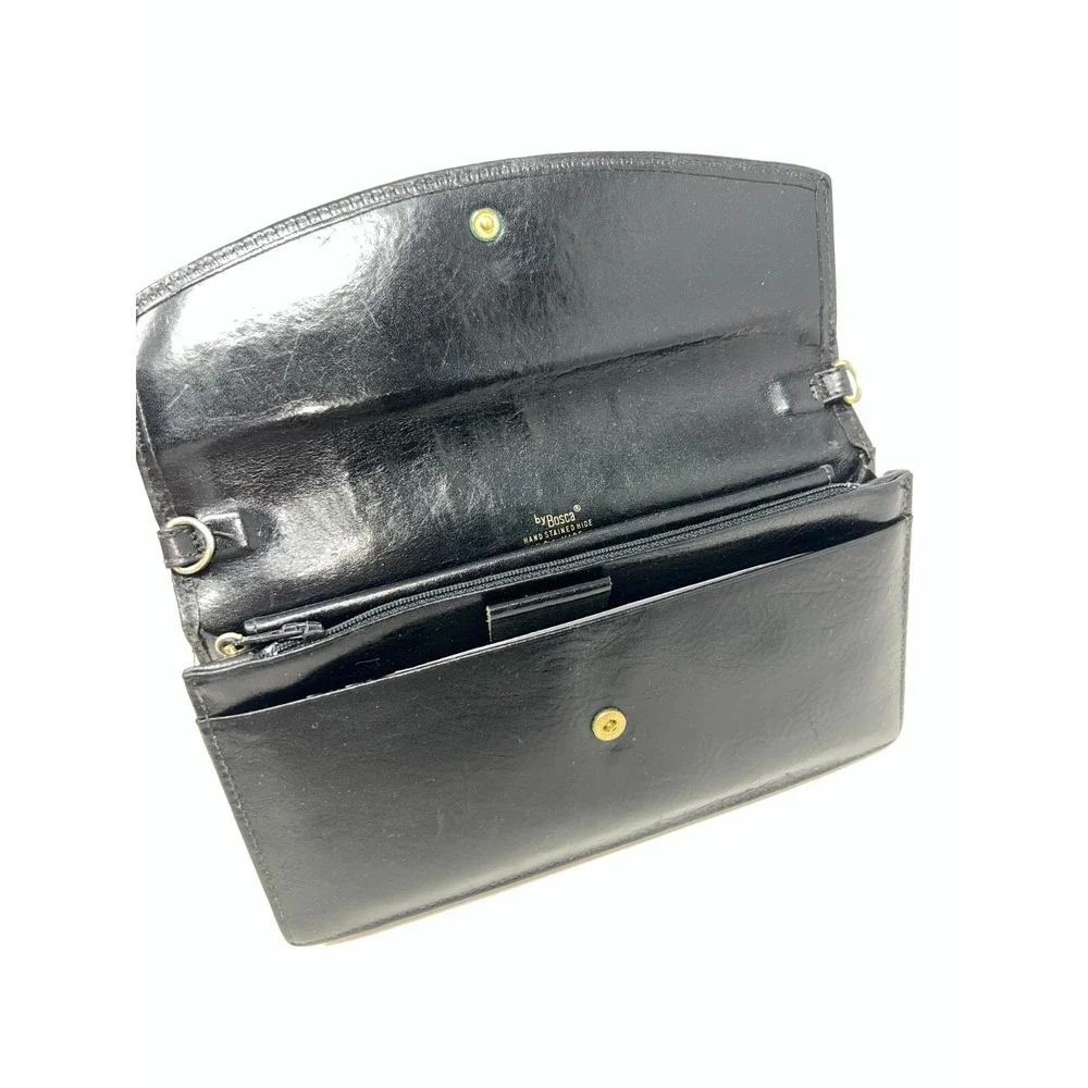 Fossil Black Pebbled Leather Wristlet Zip Pouch Clutch Bag